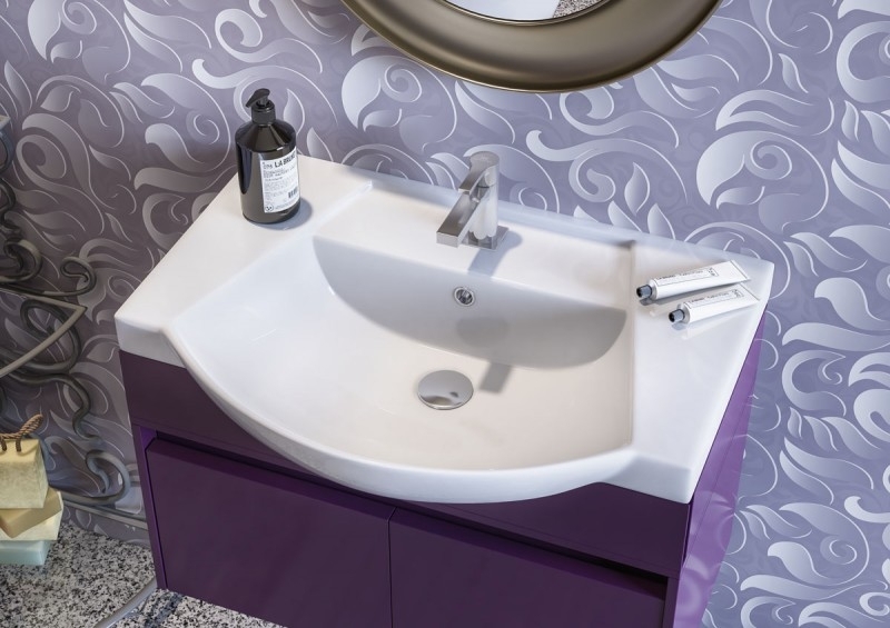 Монро, Мебельный умывальник Подвесная раковина настенная прямоугольная ROSA МОНРО белая - Вид №2