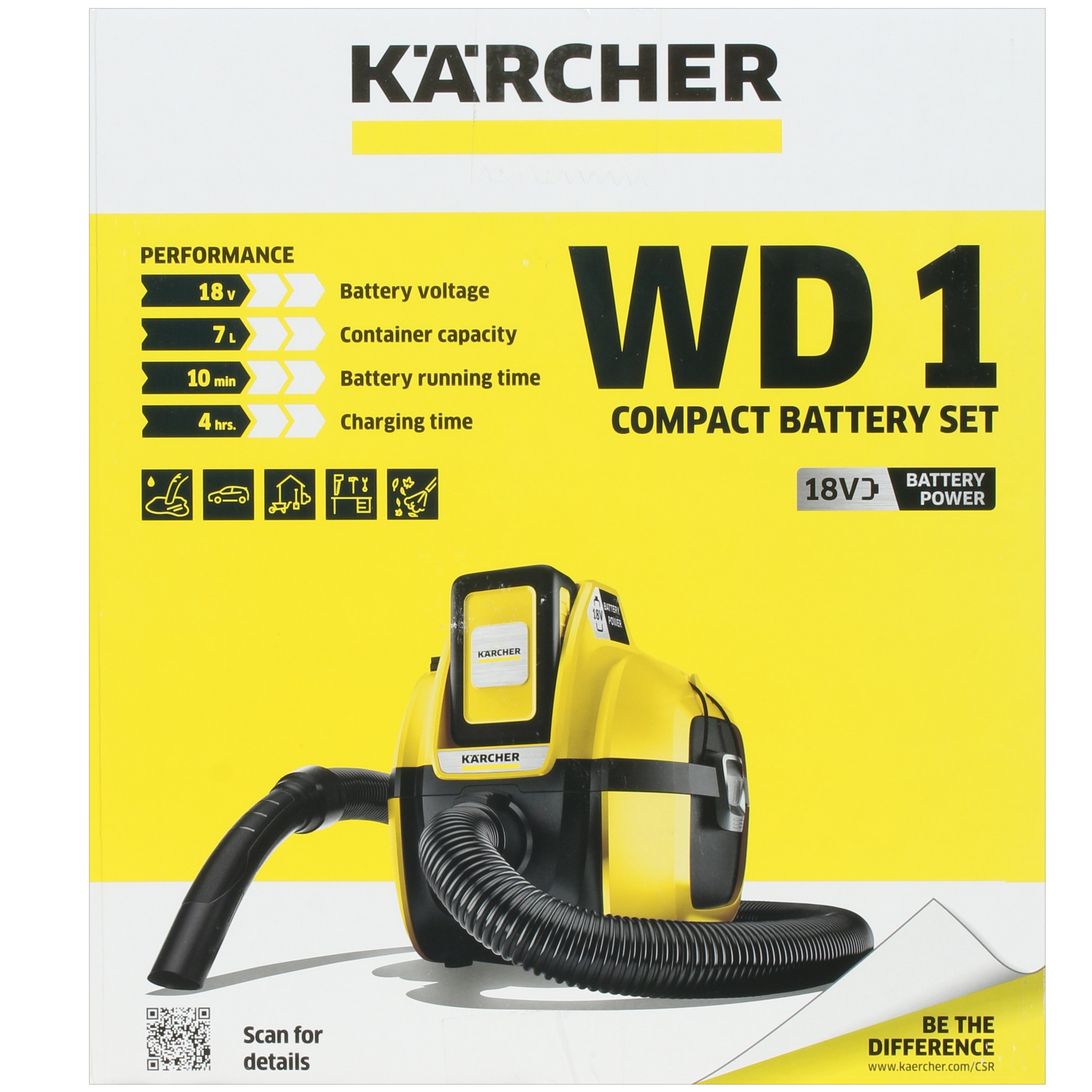 Хозяйственный пылесос аккумуляторный Karcher WD 1 Compact Battery Set 8172023 STDN-0084391 - Вид №11