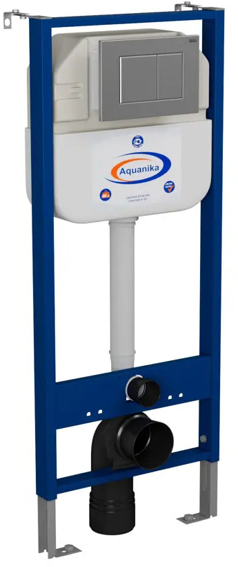 91778051 Инсталляция Aquanika Basic 10.702.450.00.00-Q00009 для подвесного унитаза с клавишей смыва BAU Stil антивандальная для системы двойного слива, нержавеющая сталь сатин STLM-0995885