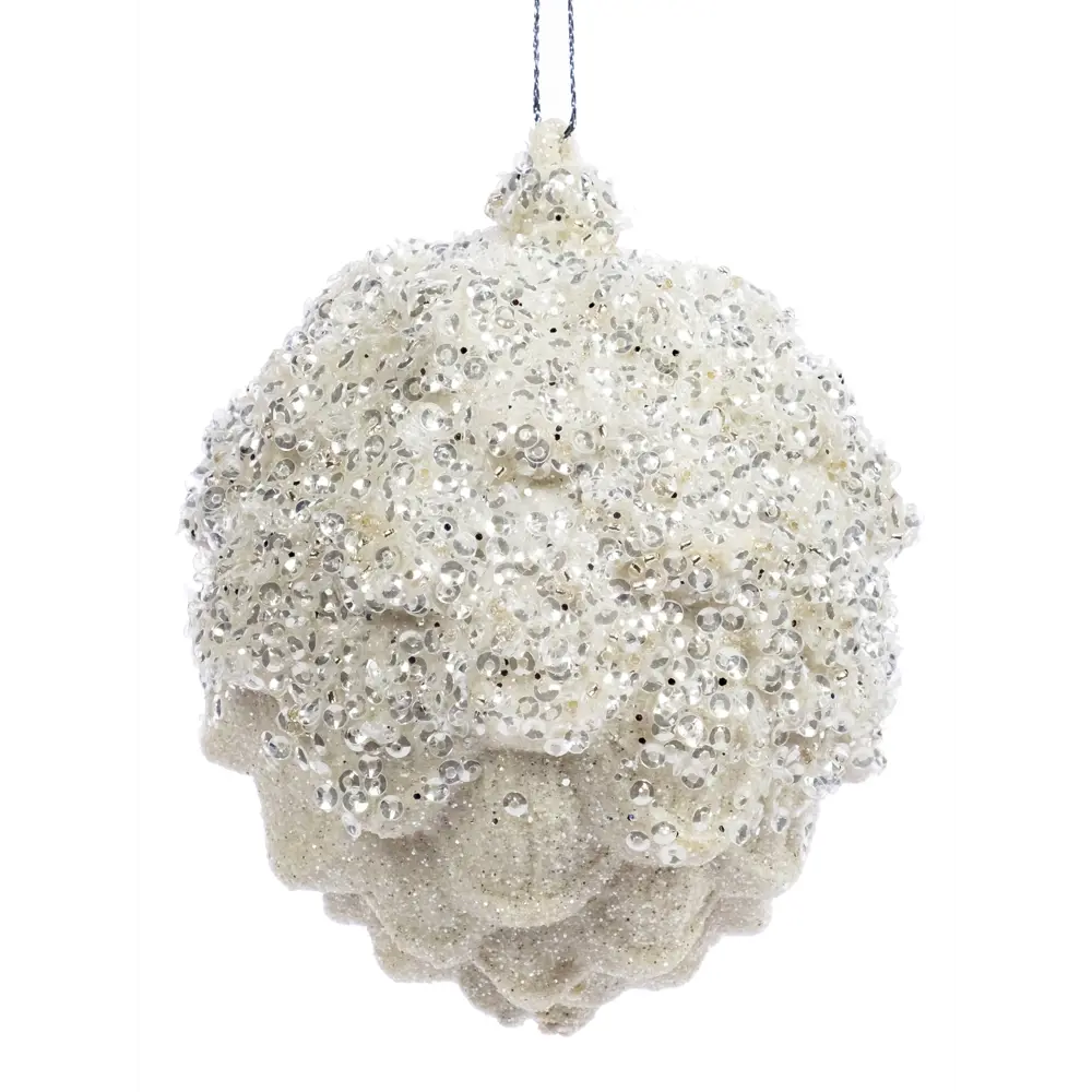 89381663 Украшение елочное «Шишка в снегу», 11.5x8.5 см, цвет белый STLM-1394770 Santreyd  - Вид №1