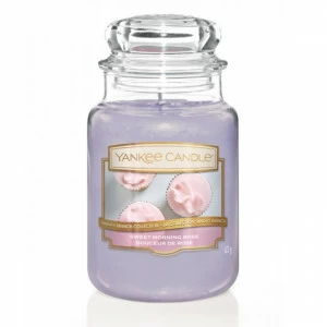 Свеча большая в стеклянной банке "Утренняя роза" Sweet Morning Rose 623 гр 110-150 часов YANKEE CANDLE  267875 Фиолетовый