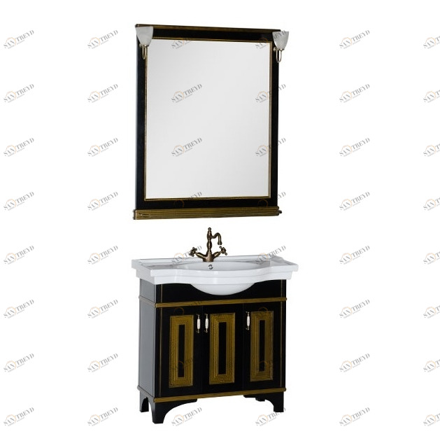 Комплект мебели Aquanet Валенса 90 черный краколет/золото 00180242