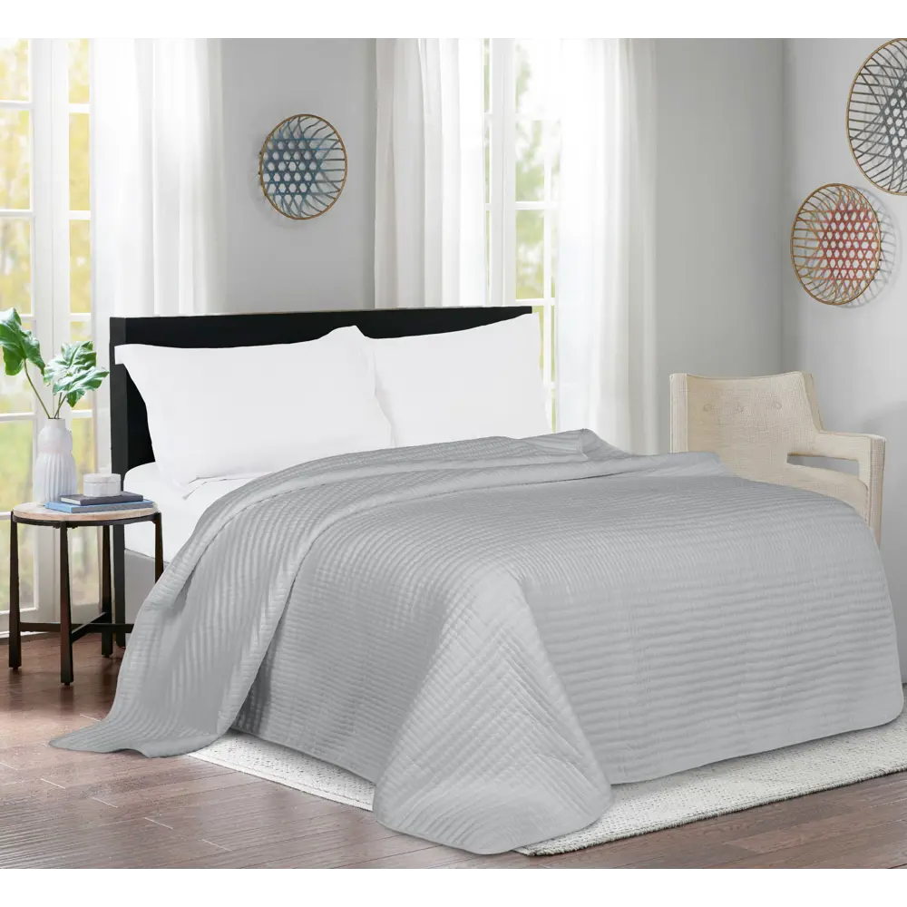 Покрывало Лион 200x220 см микрофибра цвет серый СТОЛИЦА ТЕКСТИЛЯ STLM-2090333 - Вид №3