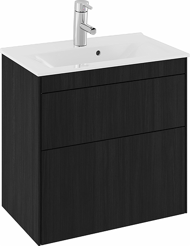 47374 IFO Sense напольная тумба для тонкой раковины с двумя ящиками, компактная, Ш = 600 мм, Ш1 = 615 мм, шпон черного дуба - Вид №6