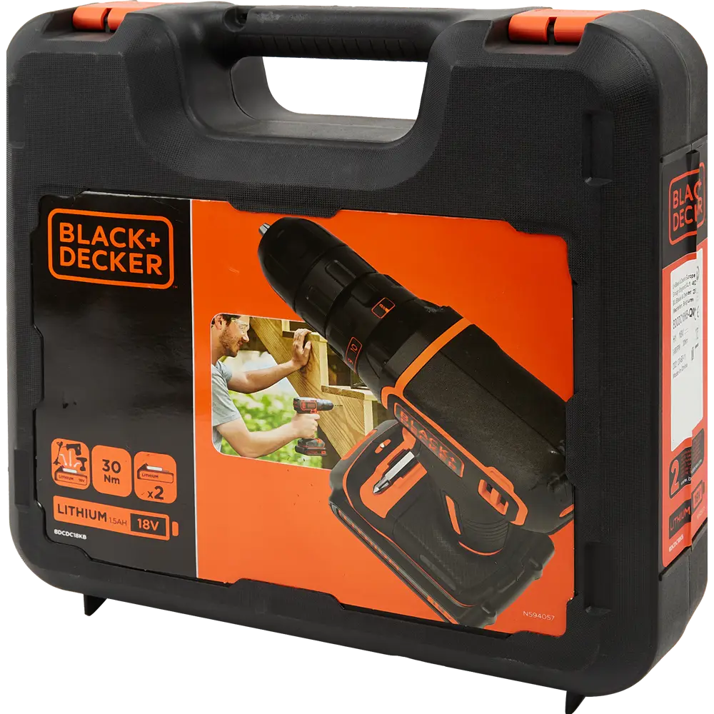 Дрель-шуруповёрт Black&Decker BDCDC18KB-QW, 18В Li-Ion 2x1.5Ач 19335491 STLM-2003175 BLACK + DECKER  - Вид №6