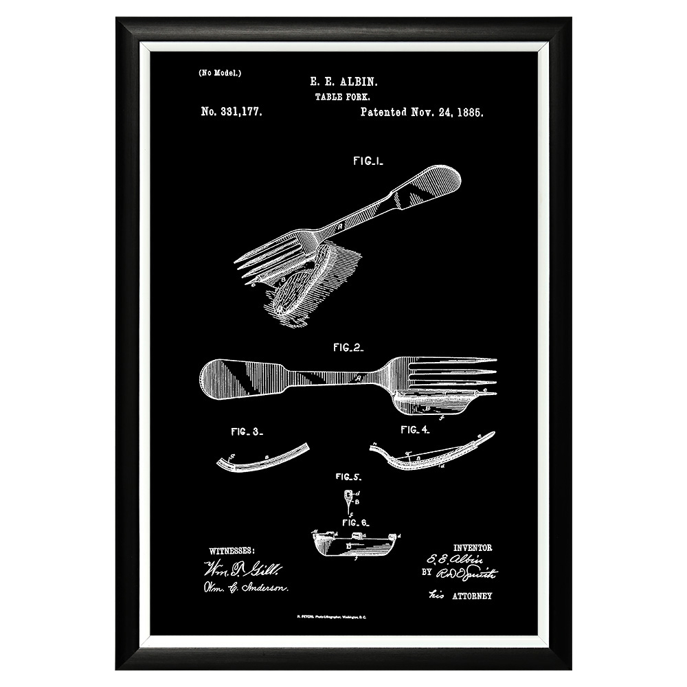 896519423_1818 Арт-постер «Патент на столовую вилку, 1885» Object Desire 