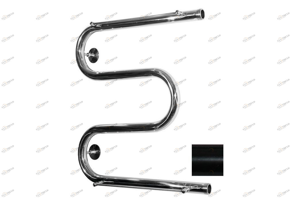 Полотенцесушитель водяной Aquanet М Серия-1" 500x400, с 2 полками черный 00234338