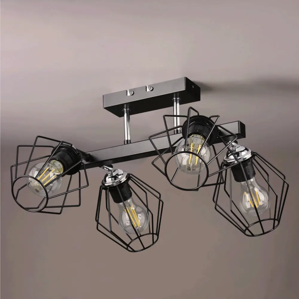 Люстра потолочная Гранж РС21384 4 лампы 12 м² цвет черный РОССВЕТ STLM-2085066