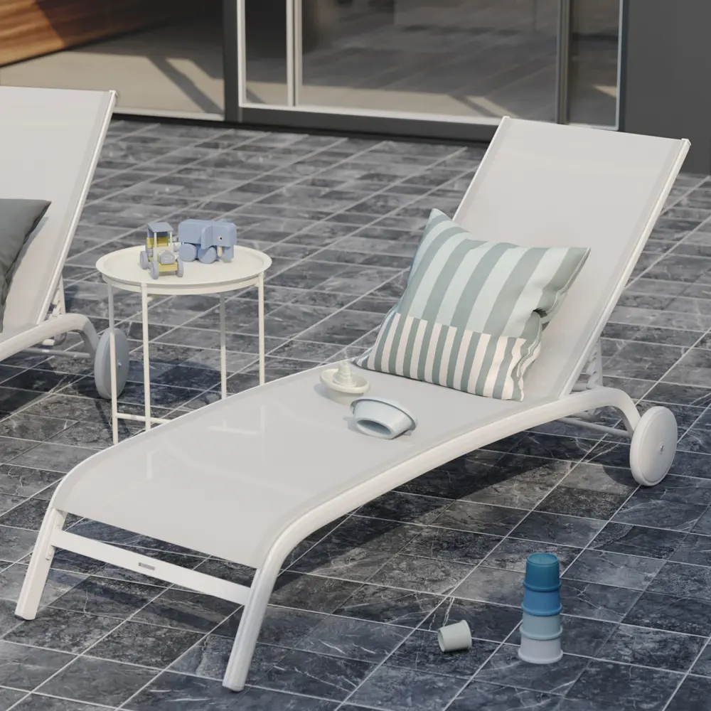 Шезлонг Naterial Lyra II 207x63x95 см алюминий/текстилен белый STLM-2136262 - Вид №17