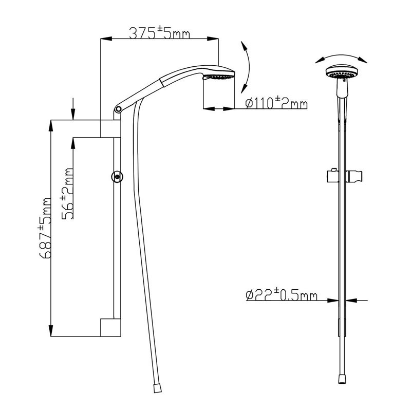 GL-S9001CP+R008+H109 Душевой гарнитур, душевая лейка Gllon Santreyd  - Вид №1