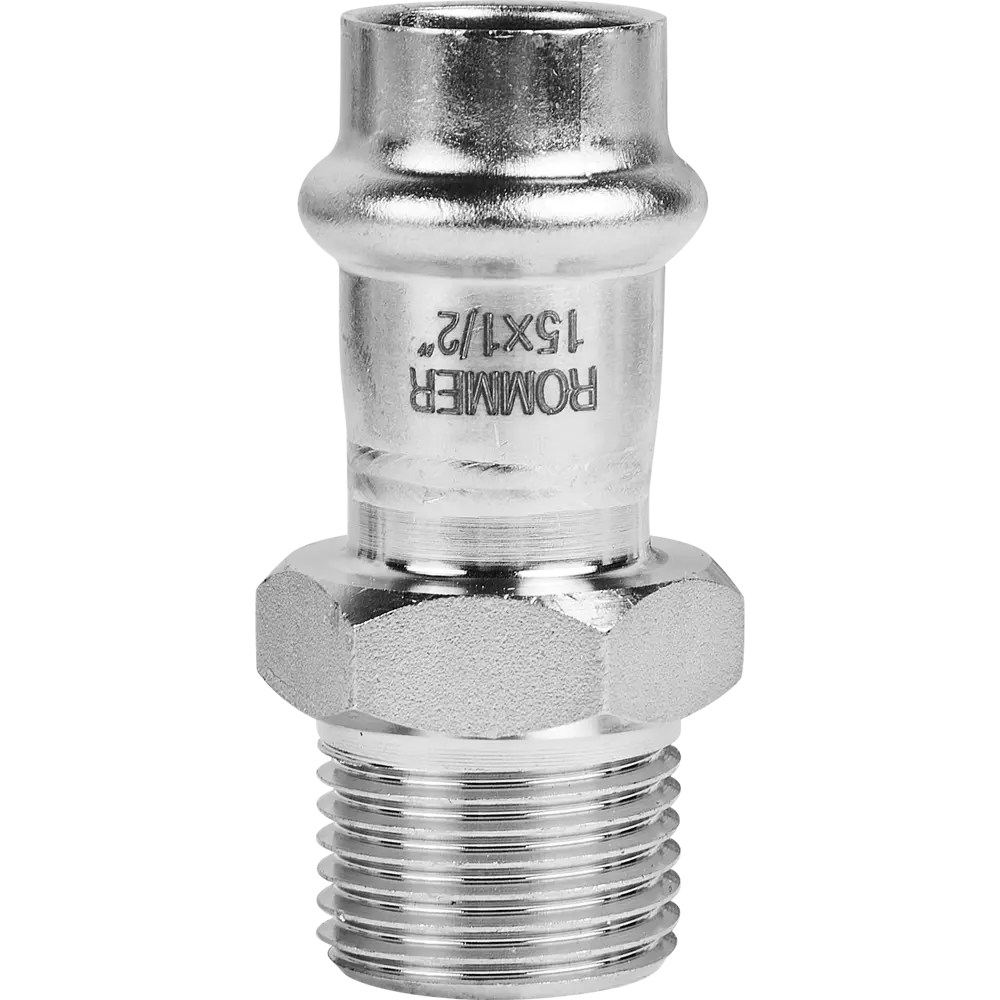 Муфта переходная Rommer 1/2"x15 мм ВПр-НР нержавеющая сталь STLM-2184033 - Вид №2