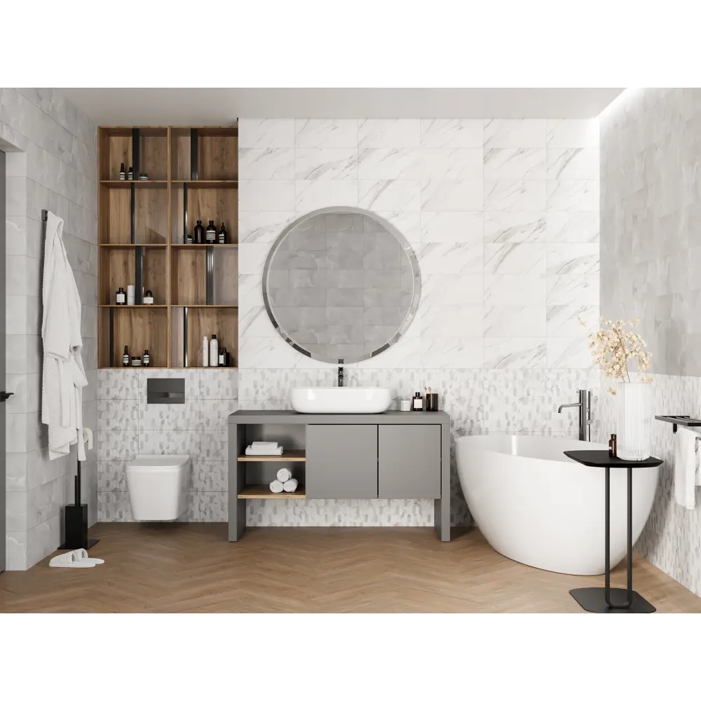 Настенная плитка KREAFORTA Mersey Hexo 20x40 см 1.62 м² матовая цвет серый 89413652 STLM-2145526 - Вид №8