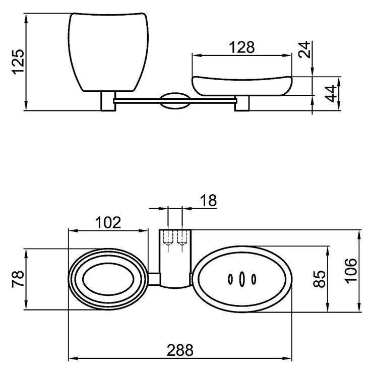 AI501101015 Мыльница и стакан для зубных щеток Webert Aria - Вид №1