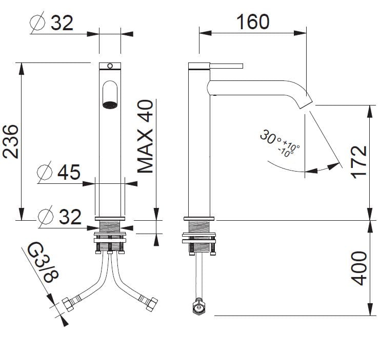 Смеситель для раковины из нержавеющей стали с аэратором BEAMTECH Timeless ARCH-00110779 - Вид №3