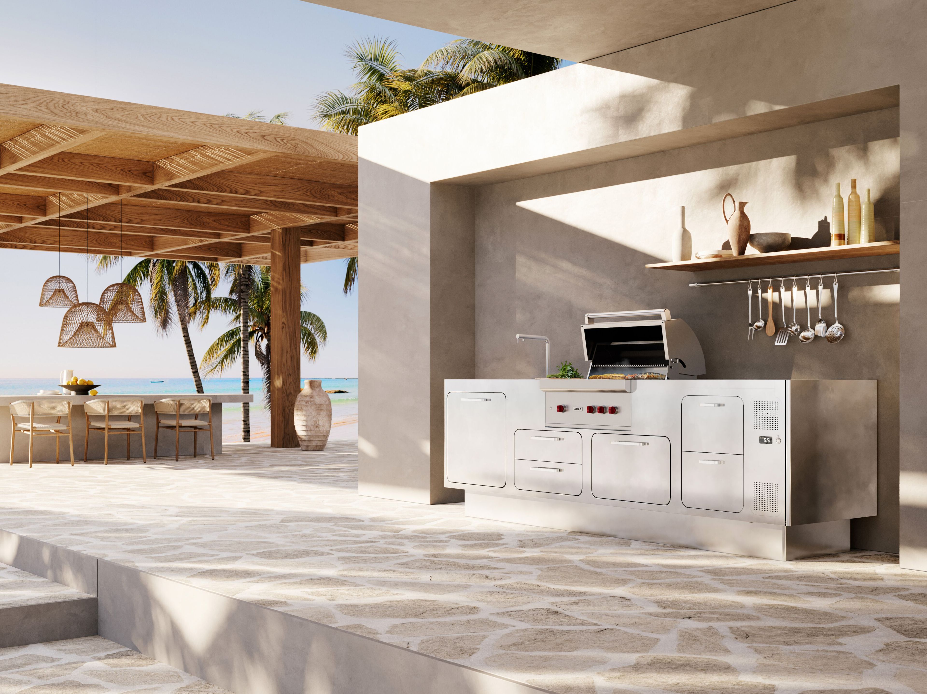 Наружная кухня из нержавеющей стали с барбекю ABIMIS ARCH-00134821