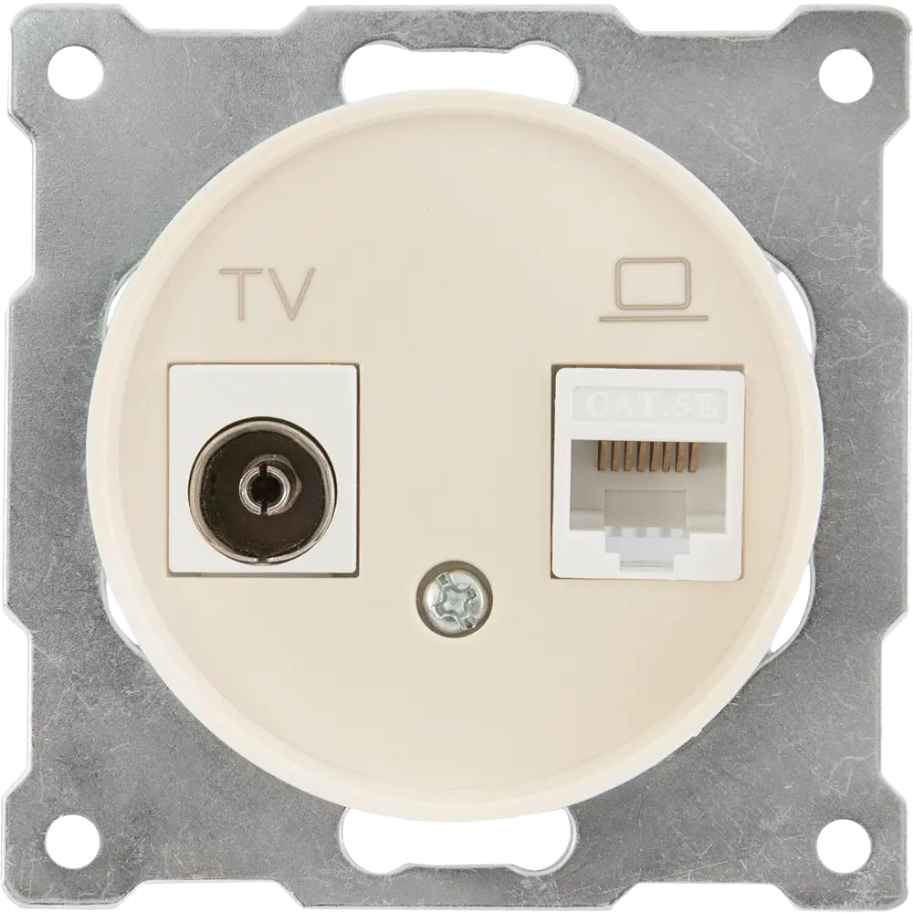 ONEKEYELECTRO Florence - розетка двойная TV/RJ45 бежевая 84684123 STLM-0053627