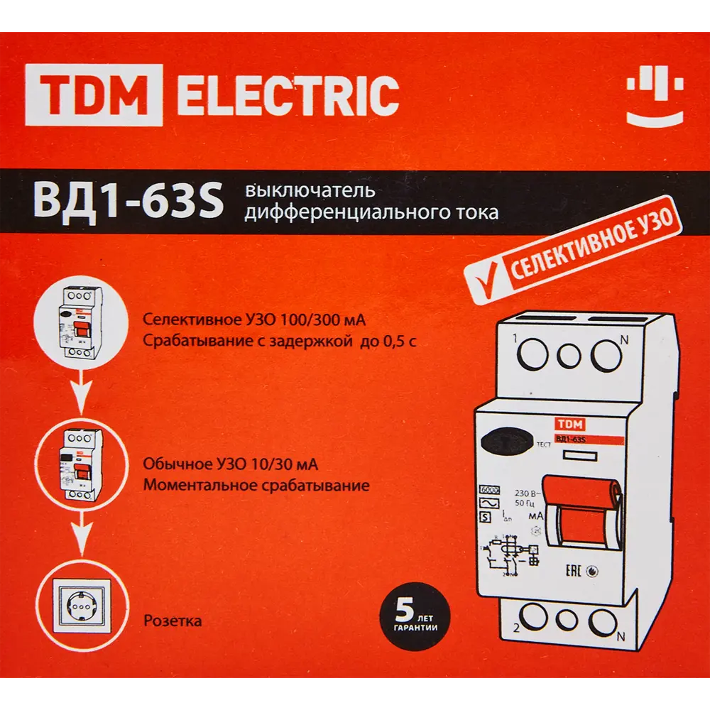 УЗО TDM Electric ВД1-63S — защита от поражения током и возгораний 89347162 STLM-1369986 - Вид №4