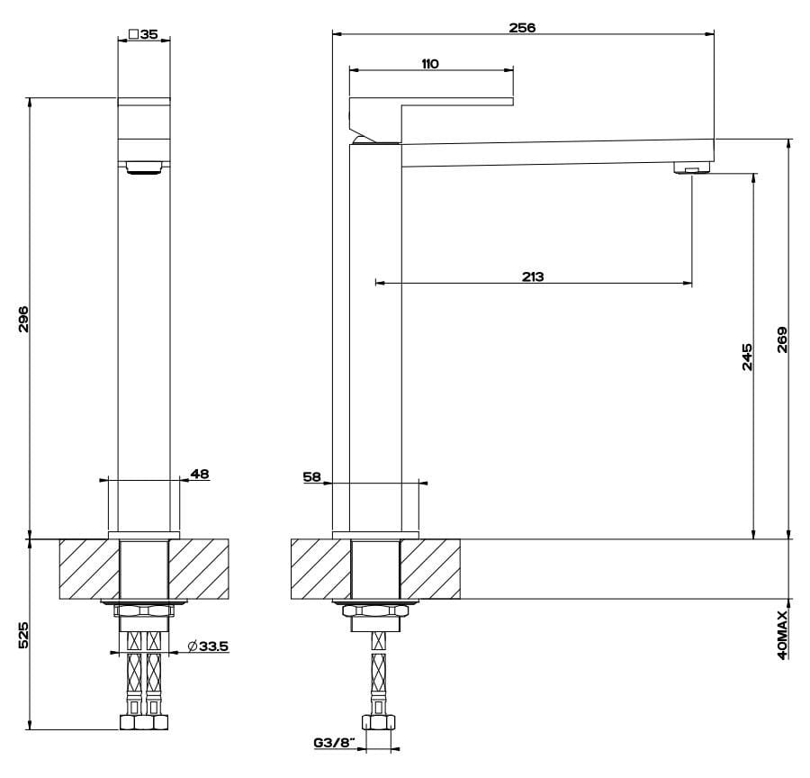 Смеситель для раковины из латуни с одним отверстием Gessi прямоугольник ARCH-00084687 - Вид №2