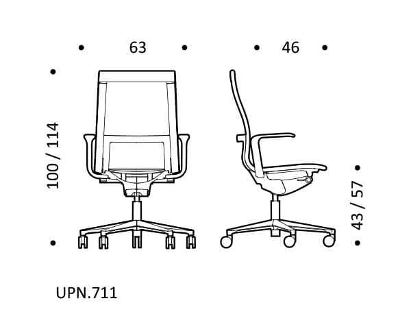 5-спицевое вращающееся сетчатое офисное кресло с колесами ICF стул ARCH-00038880 - Вид №6