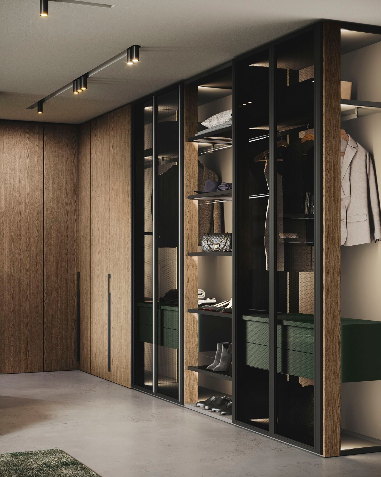 Алюминиевый и деревянный секционный шкаф с индивидуальным ящиком Guzzini & Fontana Unlimited ARCH-00076489 - Вид №3