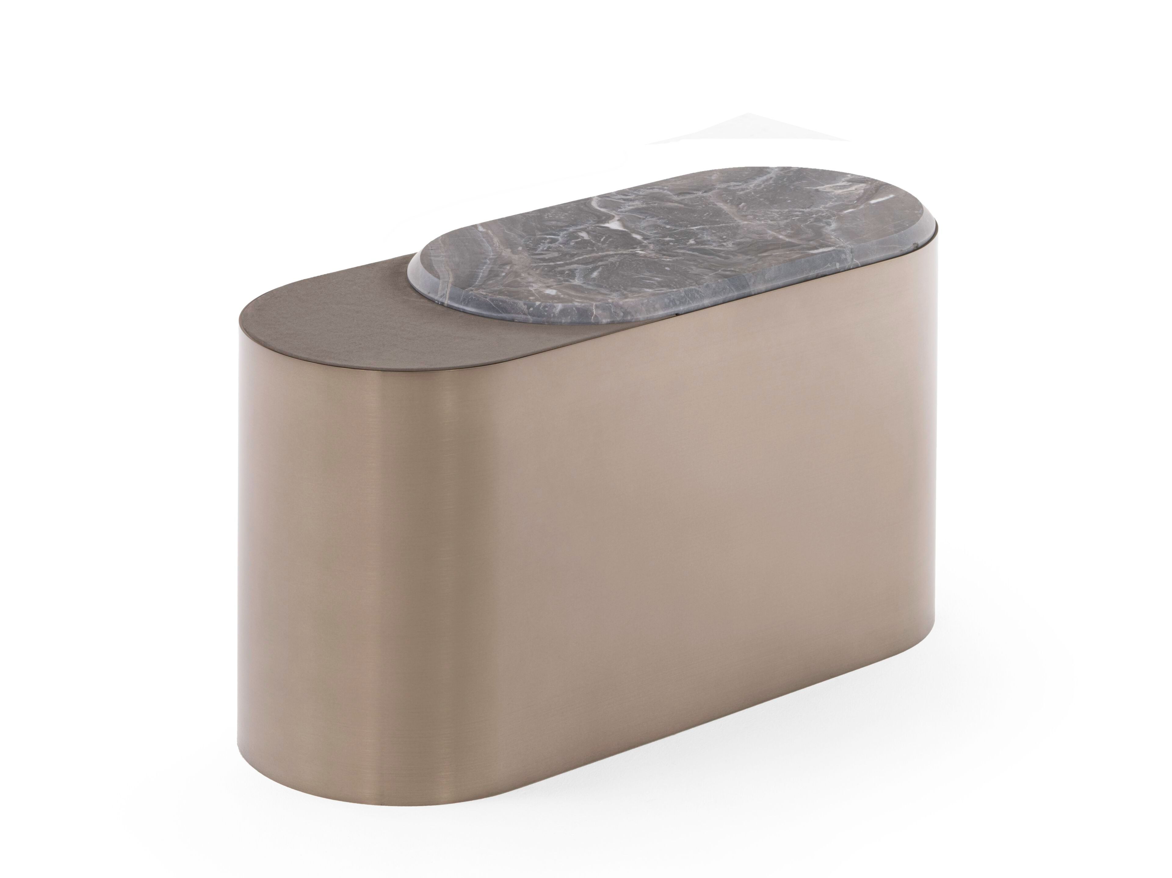 Низкий металлический журнальный столик с мраморной столешницей Visionnaire SOLIS ARCH-00039542 - Вид №1