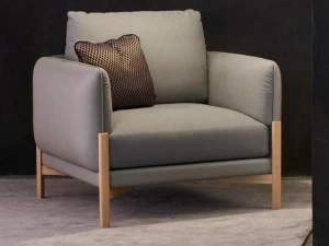 Duvivier Canapés Кресло из кожи и ткани с подлокотниками Jules