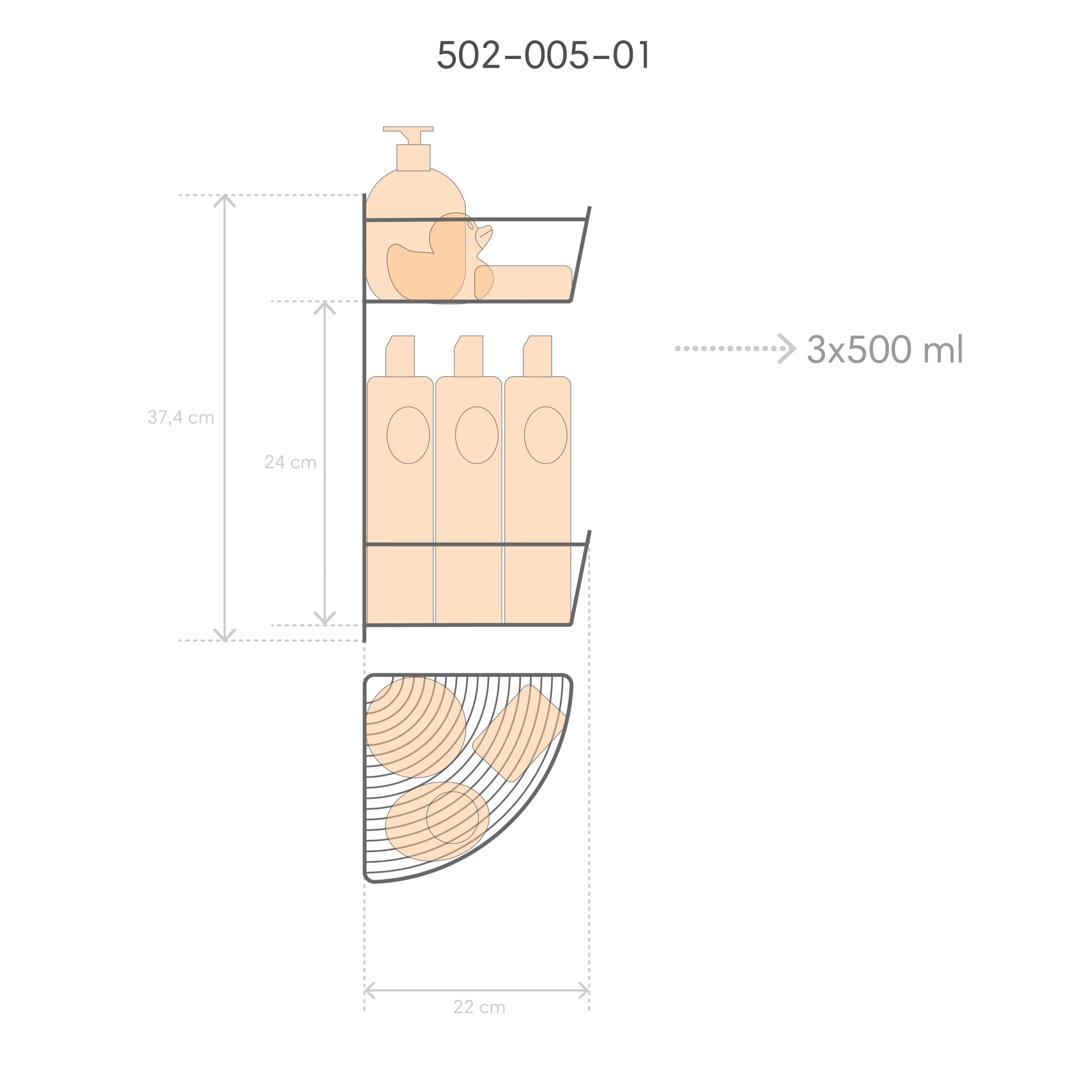 82484978 Полка двухъярусная угловая 22х22х37.5 см цвет хром Модилус Santreyd  - Вид №7