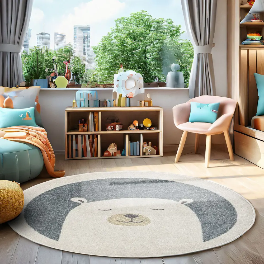 Santreyd Ковер Призма круглый синий с текстурным ворсом 89376441 STLM-1451538