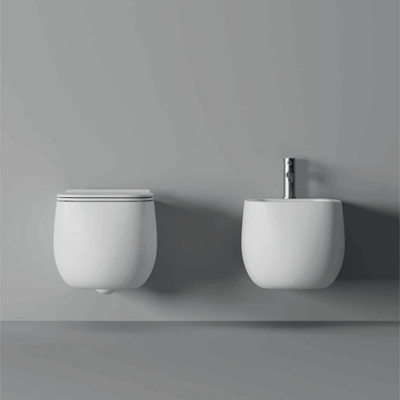 33120101.09 Подвесной унитаз 550х335х450 мм Alice Ceramica Nur безободковый выпуск в стену Белый матовый - Вид №2