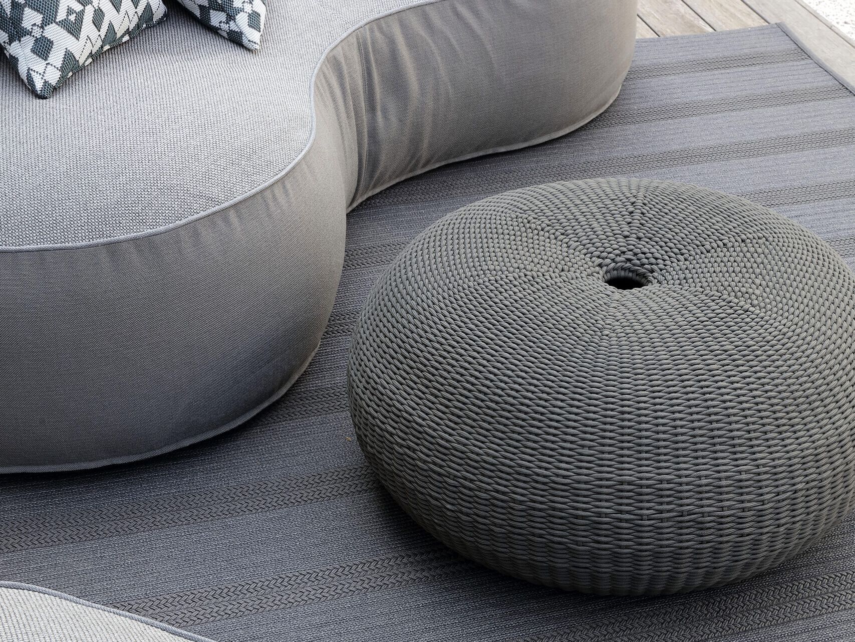 Плетеный алюминиевый круглый садовый пуф Nodo Italia ROUND DONUT ARCH-00124646 - Вид №6