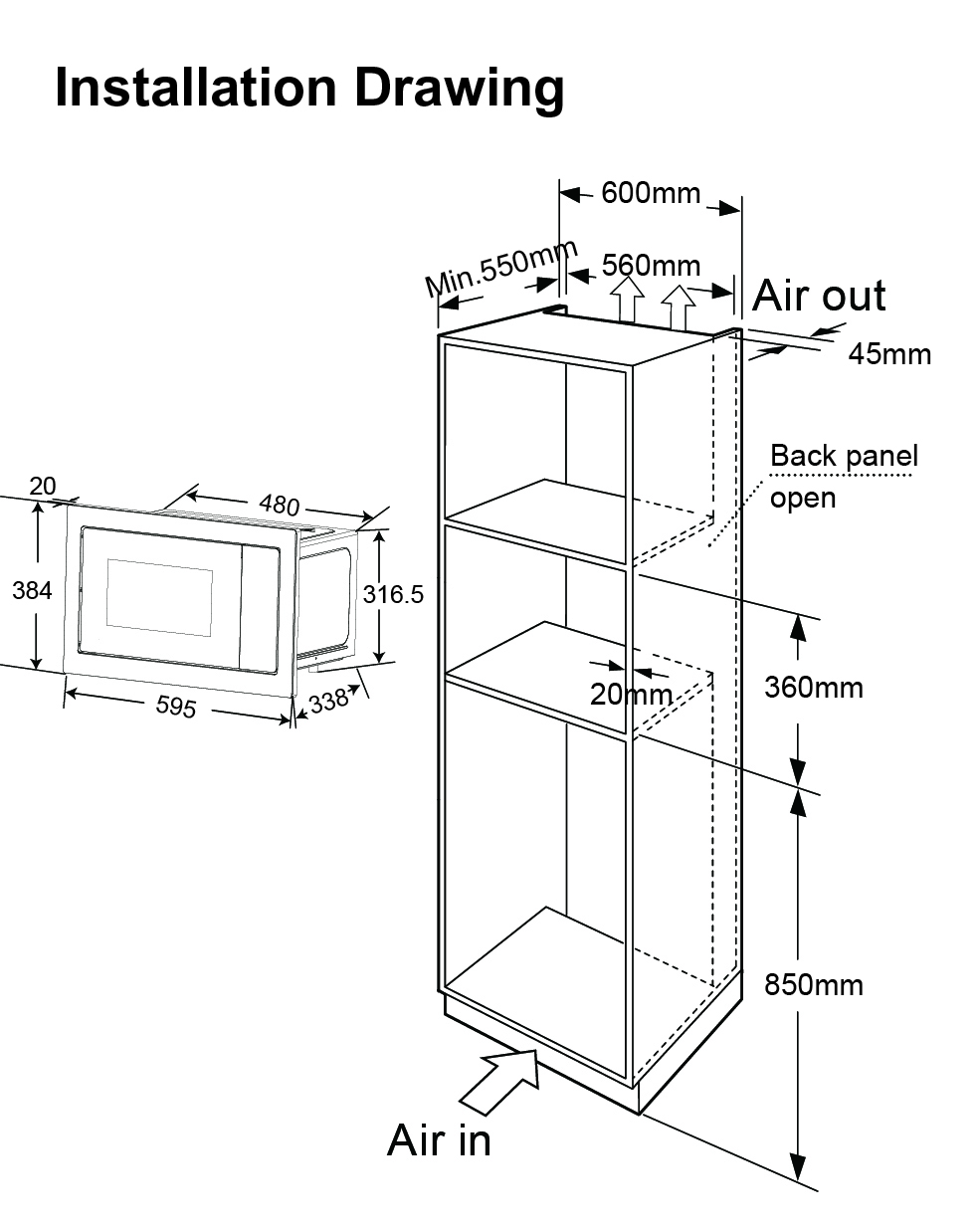 9100691 Встраиваемая микроволновая печь Thomson BMO10-S2102 серебристый STDN-0069287 - Вид №5