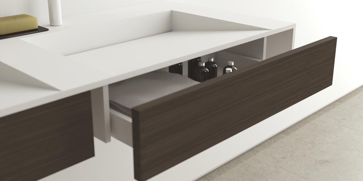 Moma Design Раковина двойная с выдвижными ящиками Planar Module Slim 1600 белая SW4552160 - Вид №2