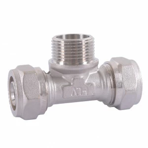 HLV-114333.№.04 Тройник обжимной HLV  с переходом на наружную резьбу
