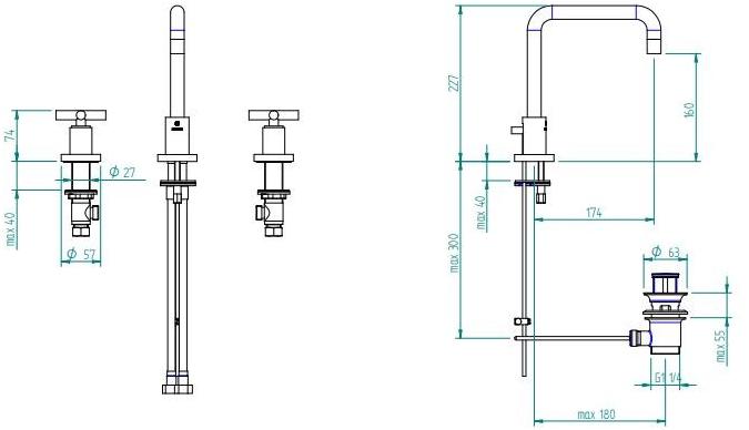 ZAZZERI Смеситель для раковины на 3 отверстия Da-da sun-id-1414482 - Вид №3
