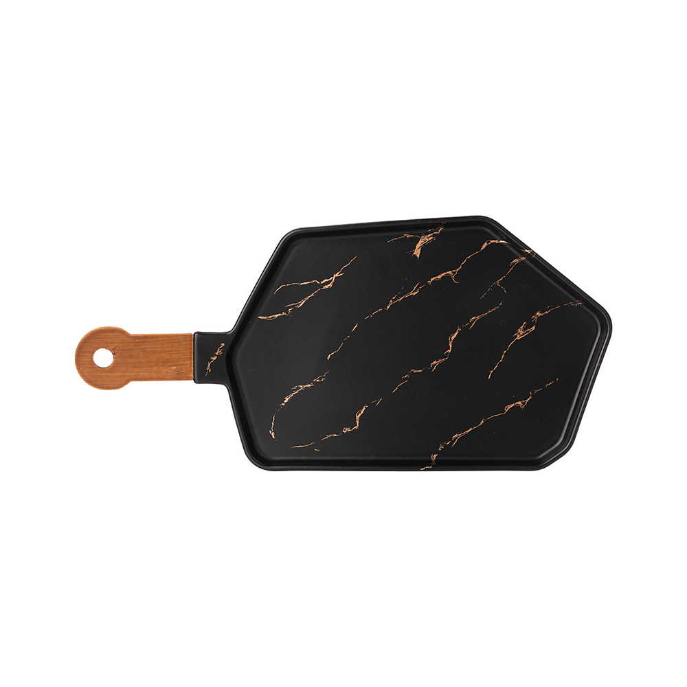 412-201 Посуда фарфоровая Менажница с деревянной ручкой коллекция золотой мрамор Lefard 