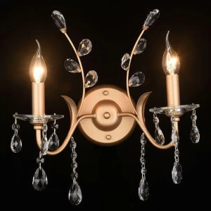 Бра хрустальное на 2 лампы золотое "Флоренс" 0017/2W-ITGD LUMIEN HALL СВЕЧА 00-3931613 Золото;прозрачный