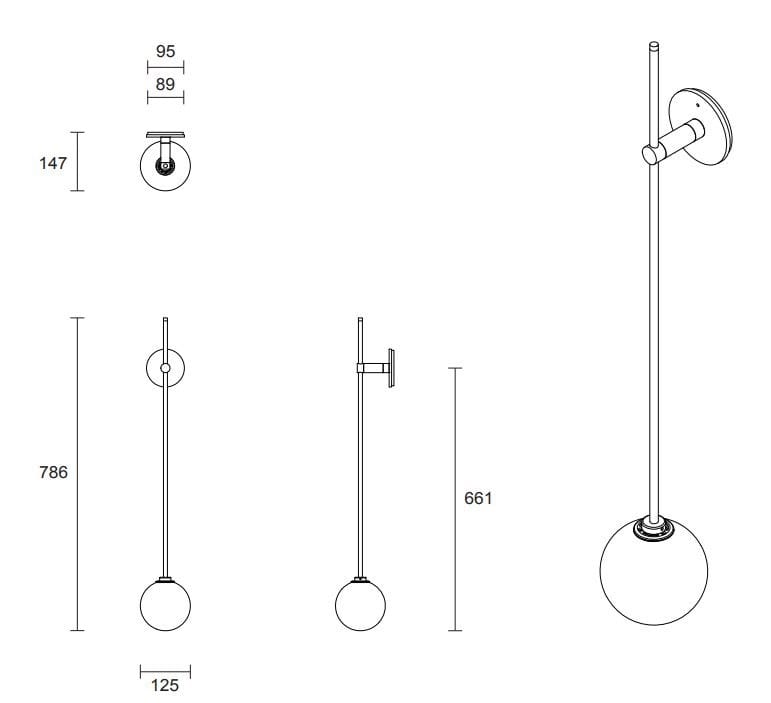 Светодиодный настенный светильник из латуни и стекла Articolo Studios Fizi ARCH-00042797 - Вид №3