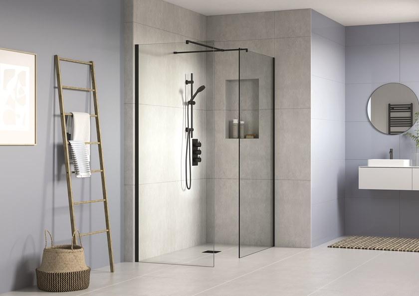 Flair Showers Душевая кабина с двумя стеклянными панелями и стабилизатором поперечной устойчивости Ayo Ayo10mwr70sc - Вид №2