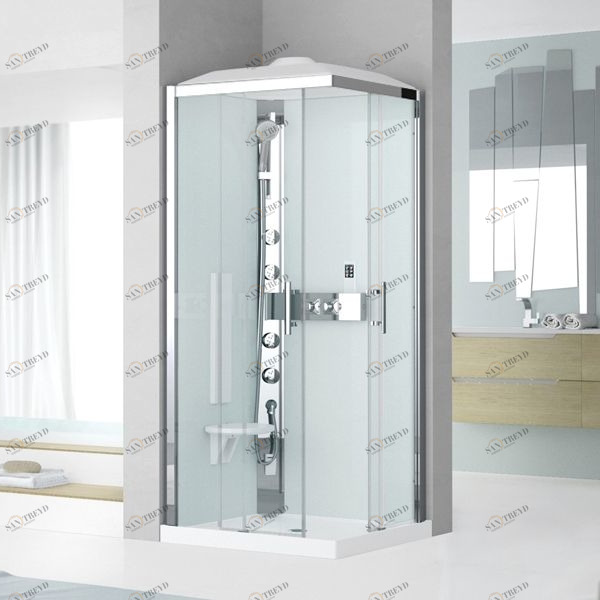 Душевая кабина 80x80 GLAX 3 A80 HYDROMASSAGE Novellini GLAX 3 с низким душевым поддоном и крышей с парогенератором GL3A80M1N1K