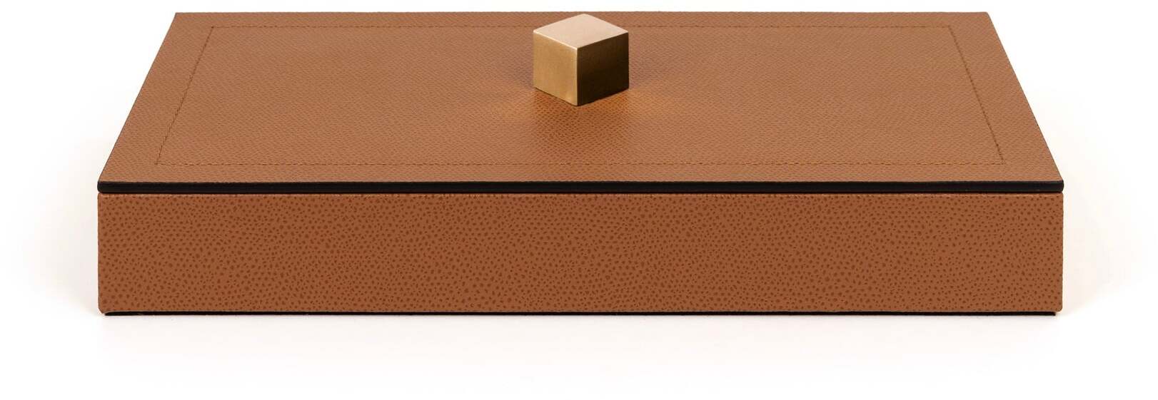 Kate Box - 17,5X17,5XH8 см / металл-хром/зернистая кожа_черный