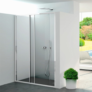 Алюминиевая и стеклянная нишевая душевая кабина с раздвижной дверью