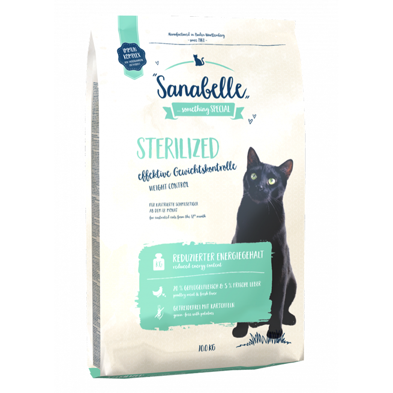 ПР0035433 Корм для кошек Sterilized для кастрированных и стерилизованных кошек, птица сух. 10кг SANABELLE 