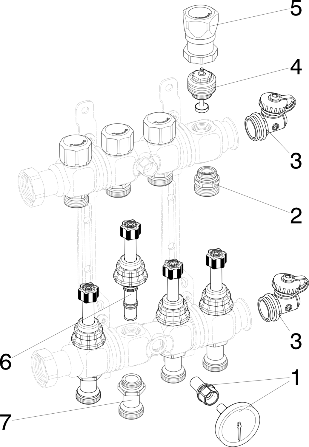 786 878 Модель 1010 Трубопроводные системы  Fonterra панельное отопление  Коллекторы  Нержавеющая сталь Santreyd  - Вид №3