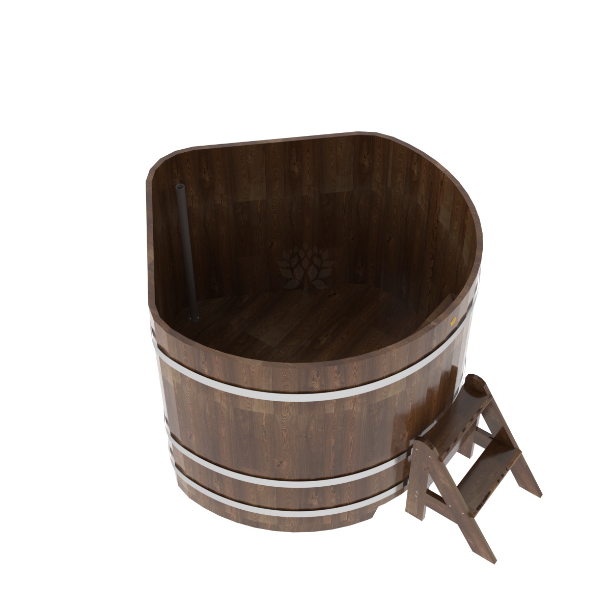 1585 Купель угловая из сращенных ламелей лиственницы 1,37х1,37х1,1 морёная Alyarus  - Вид №2