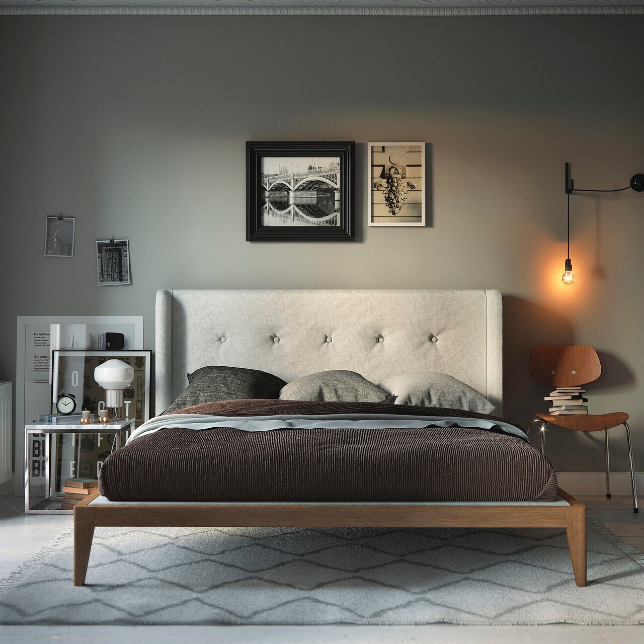Кровать двуспальная 180x200 светло-серая Fly soft new BRAGIN DESIGN ДИЗАЙНЕРСКИЕ 256422 Коричневый;серый  - Вид №3
