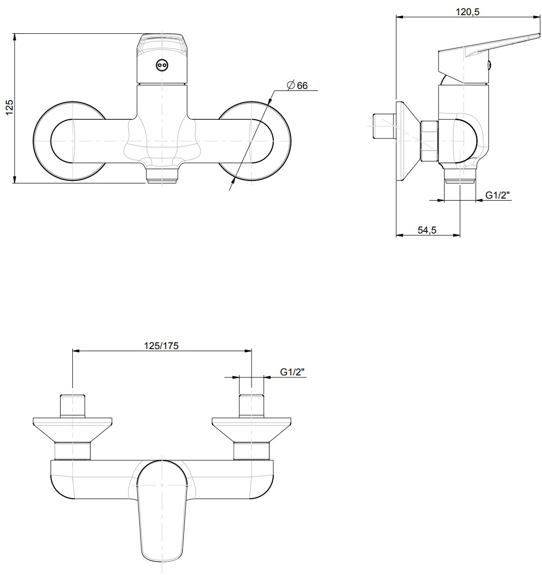 Rubinetterie Frattini Смеситель для душа однорычажный внешний Espresso sun-id-1476596 - Вид №1