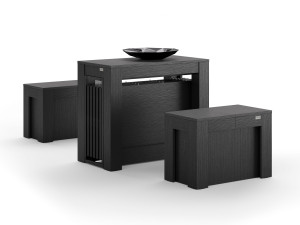 Выдвижная консоль из черного ясеня с 2 скамейками