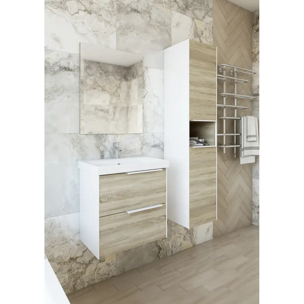 Тумба под раковину подвесная Sanflor Барселона 60 см цвет дуб сонома STLM-2040742 - Вид №3