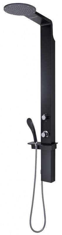GYSP10500(14) Gedy G-WELLNESS 00, многофункциональная душевая панель с термостатом, цвет черный матовый 