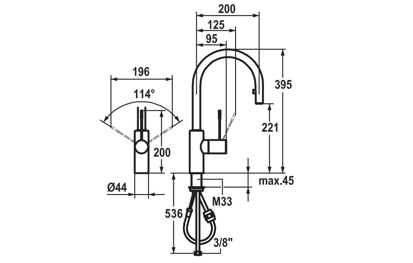 Кухонный смеситель со съемным ручным душем KWC ONO ARCH-00076186 - Вид №7